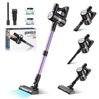 Amazon Cordless vacuum cleaner, ganiza v25 stick vacuum hi-speed brushless motor with 28kpa powerful suction up to 45 minutes runtim offer