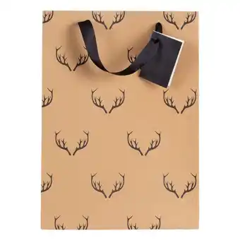 Staples Gry mattr gift bag with tag - large - antler offer