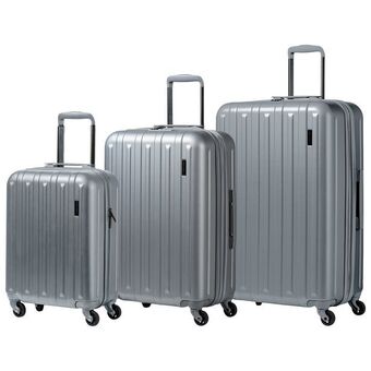 Best Buy Champs runway 3-piece hard side expandable luggage set - silver offer