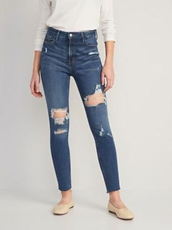 Old Navy Extra high-waisted rockstar 360° stretch super-skinny ripped jeans for women offer