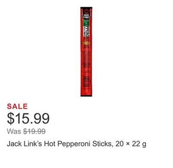 Costco Jack link's hot pepperoni sticks, 20 × 22 g offer
