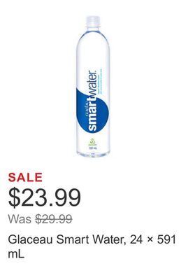 Costco Glaceau smart water, 24 × 591 ml offer