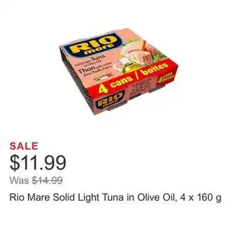 Costco Rio mare solid light tuna in olive oil, 4 x 160 g offer