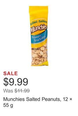 Costco Munchies salted peanuts, 12 × 55 g offer