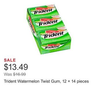 Costco Trident watermelon twist gum, 12 × 14 pieces offer