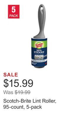 Costco Scotch-brite lint roller, 95-count, 5-pack offer