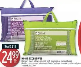 Jean Coutu Home Exclusives Memory Foam Pillows infused with Lavender or Eucalyptus Oil offer