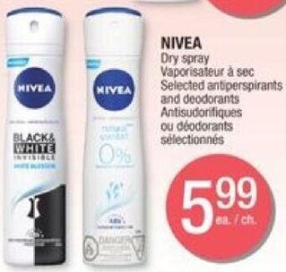 Jean Coutu Nivea Dry Spray Selected Antiperspirants and Deodorants offer