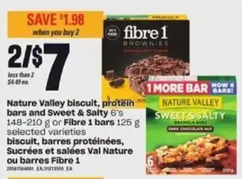 Nature Valley Biscuit, Protein Bars and Sweet & Salty 6's 148-210 g or Fibre 1 Bars 125 g