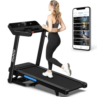 Best Buy Renpho folding treadmill with auto incline, app controlled folding running machine with bluetooth speaker 286lbs capacity offer