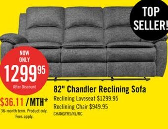 The Brick Chandler chenille reclining sofa - grey offer