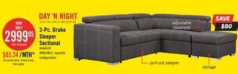 The Brick Drake 3-piece faux suede right-facing sleeper sectional - cement offer