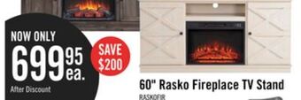 The Brick Rasko 60" tv stand with log fireplace offer