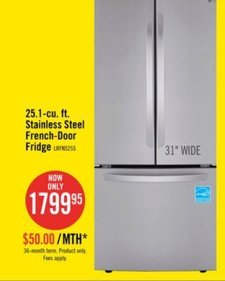 The Brick Lg 25.1 cu. ft. french-door refrigerator - lrfns2503s offer