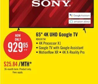 The Brick Sony bravia 65" x75k 4k hdr smart tv - 2y4369 offer