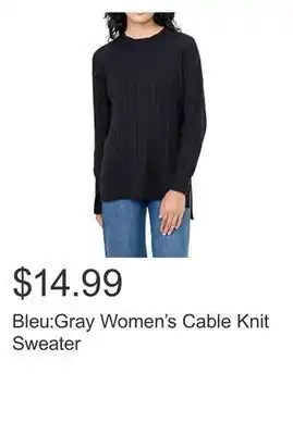 Costco Bleu:gray women's cable knit sweater offer