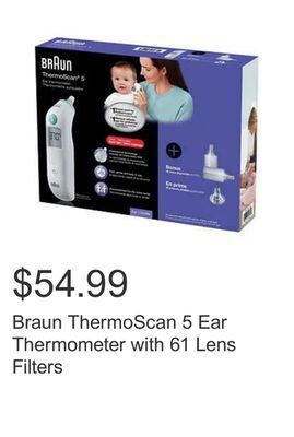 Costco Braun thermoscan 5 ear thermometer with 61 lens filters offer