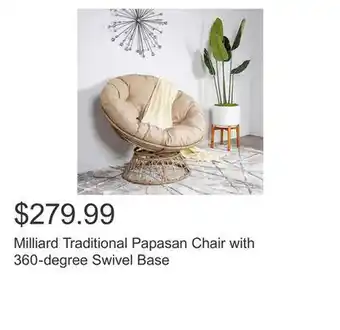 Costco Milliard traditional papasan chair with 360-degree swivel base offer