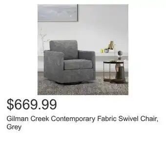 Costco Gilman creek contemporary fabric swivel chair, grey offer