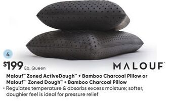 Sleep Country Malouf zoned activedough + bamboo charcoal pillow or malouf zoned dough + bamboo charcoal pillow offer