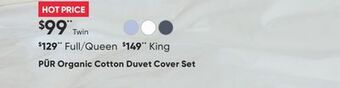 Sleep Country Pür organic cotton duvet cover set offer