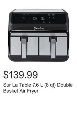 Costco Sur la table 7.6 l (8 qt) double basket air fryer offer