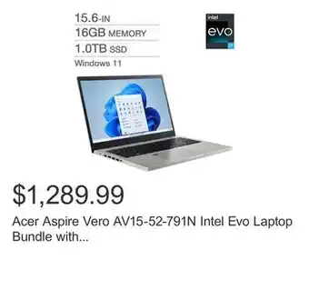 Costco Acer aspire vero av15-52-791n intel evo laptop bundle with microsoft 365 personal 1-year, i7-1255u offer