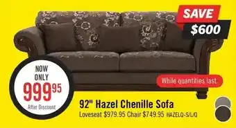The Brick 92" hazel chenille sofa | loveseat | chair offer