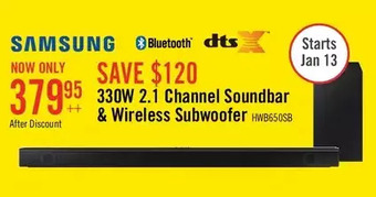 The Brick Samsung 430 w 3.1-channel soundbar with wireless subwoofer - hw-b650/zc offer