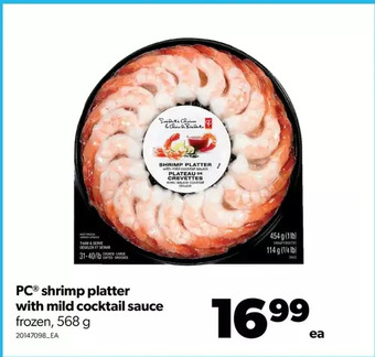 Real Canadian Superstore Pc shrimp platter with mild cocktail sauce offer