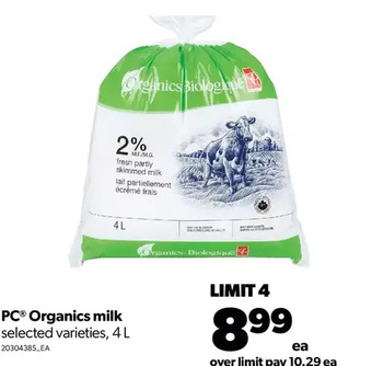 Real Canadian Superstore Pc organics milk offer