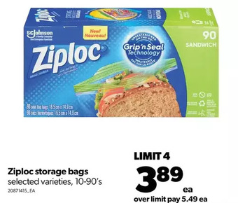 Real Canadian Superstore Ziploc storage bags offer