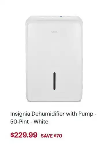 Best Buy Insignia Dehumidifier With Pump offer