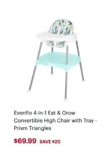 Best Buy Evenflo 4in1 Eat & Grow Convertible High Chair With Tray offer