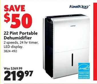 Home Hardware 22 Pint Portable Dehumidifier offer