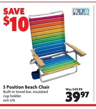 Home Hardware 5 Position Beach Chair offer