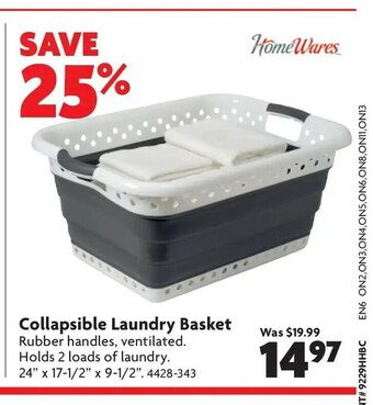 Home Hardware Collapsible Laundry Basket offer