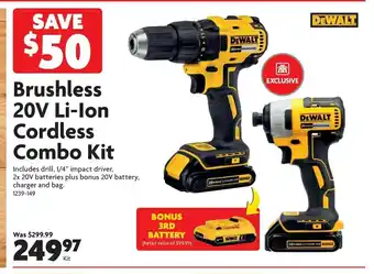 Home Hardware Brushless 20V Li-lon Cordless Combo Kit offer