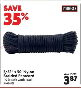 Home Hardware 5/32" x 50' Nylon Braided Paracord offer