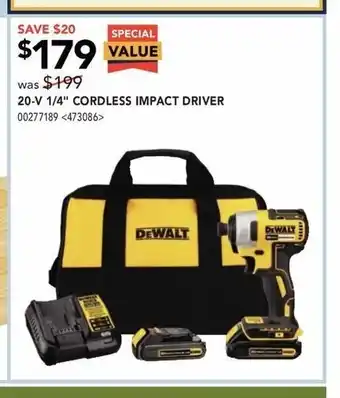 RONA 20-V 1/4"Cordless Impact Driver offer