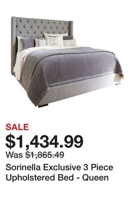 Ashley Furniture Sorinella exclusive 3 piece upholstered bed - queen offer