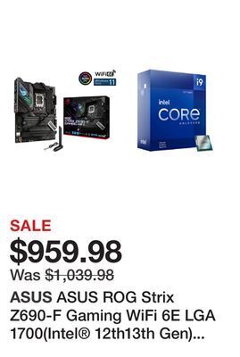 Newegg Asus rog strix z690-f gaming wifi 6e lga 1700(intel® 12th13th gen) atx gaming motherboard(pcie 5.0 ddr516+1 power stages2.5 g offer