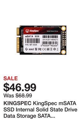 Newegg Kingspec msata ssd internal solid state drive data storage sata hard drives 3d nand flash pc desktop laptop notebook computer offer