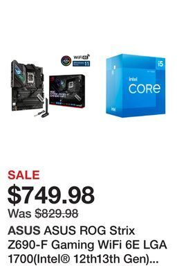 Newegg Asus rog strix z690-f gaming wifi 6e lga 1700(intel® 12th13th gen) atx gaming motherboard(pcie 5.0 ddr516+1 power stages2.5 g offer