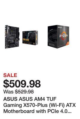 Newegg Asus am4 tuf gaming x570-plus (wi-fi) atx motherboard with pcie 4.0 dual m.2 12+2 with dr. mos power stage hdmi dp sata 6gb/s offer