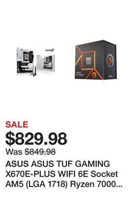 Newegg Asus tuf gaming x670e-plus wifi 6e socket am5 (lga 1718) ryzen 7000 atx gaming motherboard (16 power stages pcie 5.0 ddr5 mem offer