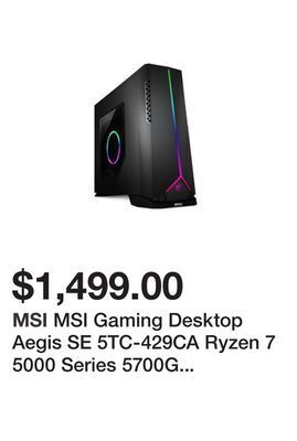 Newegg Msi gaming desktop aegis se 5tc-429ca ryzen 7 5000 series 5700g (3.80ghz) 16gb ddr4 1 tb ssd nvidia geforce rtx 3060 windows offer