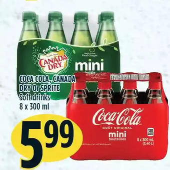 Marché Adonis Coca cola, canada dry or sprite soft drinks offer