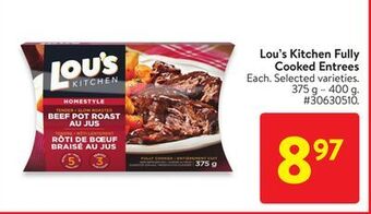 Walmart Lou's kitchen fully cooked entrees offer