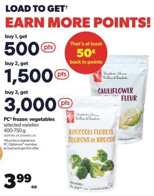 Real Canadian Superstore Pc® frozen vegetables, 400-750 g offer